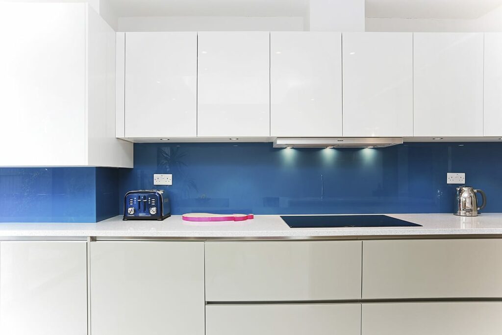 Topaz Blue Glass Splashback 2 | Heart & Hand, Co. Kerry